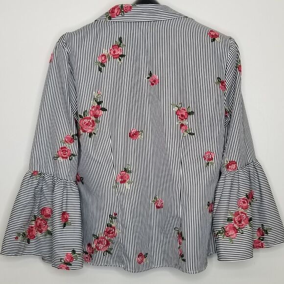 Calvin Klein Floral Embroidered‎  Button Up Blouse - Picture 7 of 14